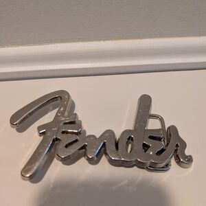 Fender Metallic Silver Logo Buckle